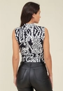 Blusa Sem Manga Em Malha Com Gola Alta E Estampa Bicolor