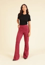 Calça Flare Suede Com Nervura