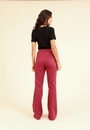 Calça Flare Suede Com Nervura