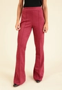 Calça Flare Suede Com Nervura