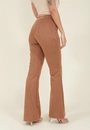 Calça Flare Suede Com Nervura