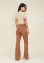 Calça Flare Suede Com Nervura