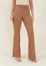 Calça Flare Suede Com Nervura