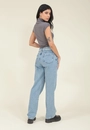 Calça Reta Cinto Strass