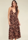 Vestido Midi Em Viscose Com Alça E Estampa Animal Print