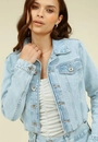 Jaqueta Cropped Jeans Com Aplicação Strass