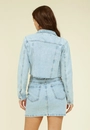 Jaqueta Cropped Jeans Com Aplicação Strass