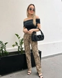 Calça Sarja Reta Leopardo
