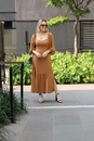 Vestido Midi Viscose Twill Manga 7/8 Abertura Decote