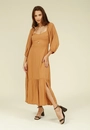 Vestido Midi Viscose Twill Manga 7/8 Abertura Decote