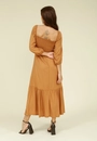 Vestido Midi Viscose Twill Manga 7/8 Abertura Decote