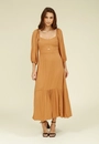 Vestido Midi Viscose Twill Manga 7/8 Abertura Decote