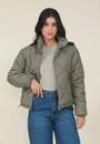 Jaqueta Nylon Matelassê Losango Com Gola Alta