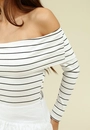 Blusa Em Ribana Listrada Manga Longa Ombro A Ombro