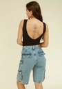 Bermuda Jeans Com Bolsos Cargo