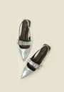 Sapatilha Slingback Bico Fino Com Tachas