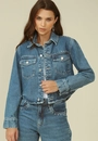 Jaqueta Jeans Barra Arredondada E Aplique De Tachas