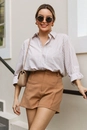 Camisa Em Tricoline Oversized Listrado Manga Longa