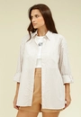 Camisa Em Tricoline Oversized Listrado Manga Longa