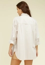Camisa Em Tricoline Oversized Listrado Manga Longa