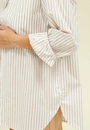 Camisa Em Tricoline Oversized Listrado Manga Longa