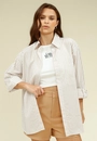 Camisa Em Tricoline Oversized Listrado Manga Longa