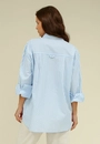 Camisa Em Tricoline Oversized Listrado Manga Longa