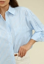 Camisa Em Tricoline Oversized Listrado Manga Longa