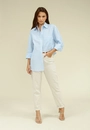 Camisa Em Tricoline Oversized Listrado Manga Longa