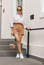 Camisa Em Tricoline Oversized Listrado Manga Longa