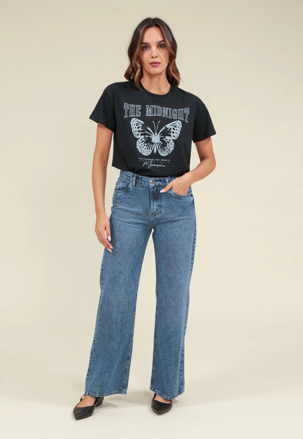 Calça Jeans Reta Bolso