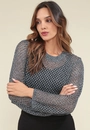 Blusa Tricot Manga Longa Vazado