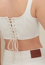 Cropped Sarja Sem Manga Recortes Espartilho