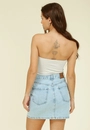 Saia Jeans Curta Com Aplicação De Strass