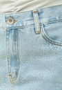 Saia Jeans Curta Com Aplicação De Strass
