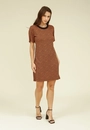 Vestido Curto Malha Ribana Estampado Mini Onça