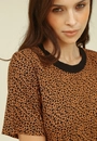 Vestido Curto Malha Ribana Estampado Mini Onça