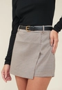 Short Saia Alfaiataria Xadrez Com Cinto