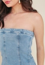Vestido Jeans Curto Decote Reto Com Recortes