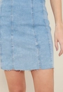 Vestido Jeans Curto Decote Reto Com Recortes