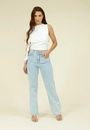 Calça Jeans Reta Com Aplicação Strass