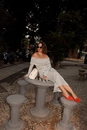 Vestido Midi Malha Ribana Listrada Manga Longa Ombro A Ombro