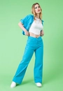 Calça Sarja Wide Leg Color