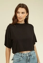 Blusa Malha Manga Curta Oversized