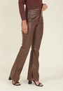 Calça Flare Em Pu Com Fenda Lateral