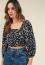 Blusa Em Viscose Manga 7/8 Estampada Lover