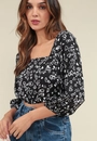 Blusa Em Viscose Manga 7/8 Estampada Lover