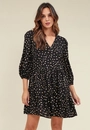 Vestido Viscose Curto Manga 7/8 Estampa Bossa