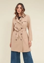 Casaco Trench Coat Alongado Com Faixa E Botões