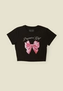 Blusa Cropped Em Cotton Manga Curta Laço